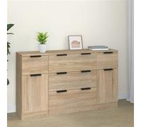 vidaXL Ensemble buffet 3 pièces en chêne Sonoma – Bois d'ingénierie, armoires de rangement, marron