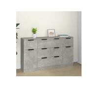 Vidaxl Ensemble De Buffets 3 Pcs Gris Béton Bois D'ingénierie Marron