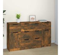vidaXL Ensemble de buffets 3 pcs Chêne fumé Bois d'ingénierie Marron