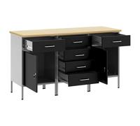 Ensemble de bureau 3 pièces vidaXL noir et gris en bois d'ingénierie et acier
