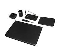 Ensemble de bureau 6 pièces - 100% cuir pleine fleur - Fabriqué à la main en Italie par des artisans experts - Élégant et fonctionnel, idéal pour le bureau - Noir