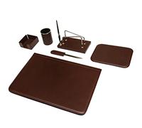 Ensemble de bureau 6 pièces - 100% cuir pleine fleur - Fabriqué à la main en Italie par des artisans experts - Élégant et fonctionnel, idéal pour le bureau - Brun