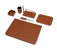 Ensemble de bureau 6 pièces - 100% cuir pleine fleur - Fabriqué à la main en Italie par des artisans experts - Élégant et fonctionnel, idéal pour le bureau - Cognac