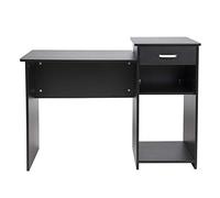 Ensemble de bureau d'angle en bois noir avec plateau en bois pour ordinateur portable, station de travail, meuble en mélamine, 103,9 x 81 x 50 cm (L x l x H)