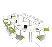 Ensemble de bureau de ollaboratif rond modulaire, table de groupe d'épissure d'arc en demi-cercle avec chaises, for salles de formation scolaire, salles de réunion et d'activités(B,1.6m)