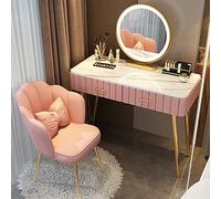 Ensemble de bureau de maquillage réglable avec tabouret rembourré et plateau en G trempé - Table de chevet mobile pour femmes et filles Taille : 100 cm, parfait pour la routine de beauté