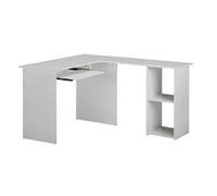 Ensemble de bureau design - 140 x 75,5 x 120 cm - Blanc - Bureau avec étagère et tiroir pour clavier - Bureau moderne