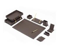 Ensemble de bureau en cuir - Accessoires de bureau - Accessoires de bureau - Fournitures de bureau - Organiseur de bureau - 12 pièces - 12 pièces