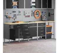 Ensemble de bureau et table d'angle de 5 pièces vidaXL Noir en bois d'ingénierie