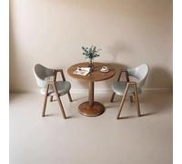 Ensemble de bureau moderne 2 pièces avec table ronde de salle à manger - Petite table ronde avec pieds en métal - Parfaite pour les cafés et les salons de beauté (léger)