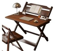 Ensemble de bureau moderne pliable du milieu du siècle, bureau d'écriture spacieux en bois massif avec pieds en forme de X, bureau minimaliste et chaise pour un espace de travail efficace