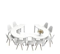Ensemble de bureau modulaire en demi-cercle, table de groupe en forme d'arc avec chaises, disposition multi-configuration, pour salle de classe, salle de formation, salle de réunion