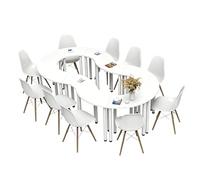 Ensemble de bureau modulaire en demi-cercle, table de groupe en forme d'arc avec chaises, disposition multi-configuration, pour salle de classe, salle de formation, salle de réunion