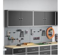 Ensemble de cabinet à outils et panneau perforé de 6 pièces mural en métal noir