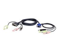 ATEN 2L-7DX2U - 1,8 m - VGA (D-Sub) + 3.5mm + USB Type-A - DVI-I + 3.5mm + USB Type-B - Mâle - Mâle - Noir - Vert - Rose