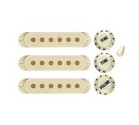 Ensemble de cache-boutons conçus pour les pots de volume de guitare avec embout de bras de trémolo et embout d'interrupteur pour espacement des cordes de 48, 50, 52 mm (blanc vintage)