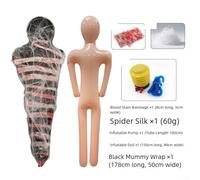 Ensemble de cadavres gonflables d'Halloween pour extérieur comprenant des bandages anti-taches de sang, de la soie d'araignée, des pompes à air et plusieurs poupées gonflables (5 sacs de corps noirs)