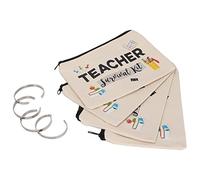 Ensemble de Cadeaux d’appréciation pour Les Enseignants : 4 Bracelets en Acier Inoxydable et 4 Pochettes de Maquillage en Coton, idéaux pour Les Enseignants des écoles primaires,