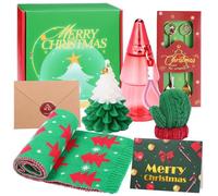 Ensemble de cadeaux de Noël pour maman - Bougie parfumée avec écharpe - Arbre de Noël - Bouteille d'eau relaxante - Coffret cadeau de Noël pour femme et maman