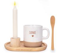 Ensemble De Cadeaux De Remerciement - Cadeau D'anniversaire Pour Femmes Et Hommes - Comprend Un Plateau En Bois - Tasse À Bougie - Cuillère - Bougeoir - Cadeaux Personnalisés Pour Maman, Sage-Femme