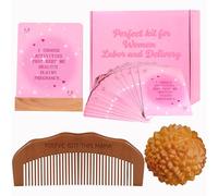 Ensemble de cadeaux pour maman - Cartes d'affirmation - Peigne de travail en bois et boule d'acupression pour le travail naturel - Cartes de pleine conscience - Encouragement à la production de cartes