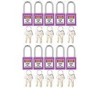 Ensemble de cadenas d'étiquette de verrouillage CheoTime, serrure de sécurité en nylon renforcée avec poutre plaquée chromée verrouillage de 10 pcs pour applications (Violet)