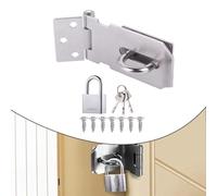 Ensemble de cadenas en acier inoxydable avec loquet à moraillon et boulon antivol à angle droit de 90 degrés pour portes, abris de jardin, armoires, boîtes de rangement - 7,6 cm (7,6 cm)