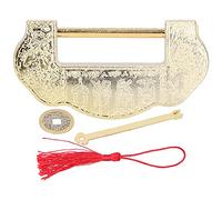 Ensemble de cadenas en laiton Antique chinois e serrure sculptée Vintage pour armoire, boîte à bijoux, décoration de Style dynastie Ming Qing 7.5x3.5cm (Couleur Laiton)