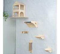 Ensemble de Cadre d'escalade de Luxe pour Chat, Parcours Mural Chat, Villa pour Chat À Deux Étages, Capsule Spatiale, Hamac(Size:Style7)