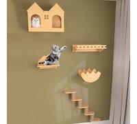 Ensemble de Cadre d'escalade for Chat, Mur d'escalade entièrement en Bois Massif for Chat, for Dormir, Jouer et Grimper(Style3)
