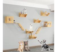 Ensemble de Cadre d'escalade Mural en Bois Massif for Chat, étagères for Chat, Plateforme de Saut et nid for Chat(Style1)