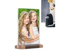 Ensemble de cadres photo acrylique transparent pour A4, A5 et A6 | Support double face robuste en bois noyer pour exposer vos photos et certificats sur bureau ou fenêtre transparent A4