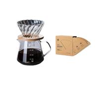 Ensemble de cafetière à verser, Carafe à café en verre avec filtre à café en verre, ensemble de cafetière goutte à goutte for la maison ou le bureau 600ml 300ml(600ml set 100pcs)