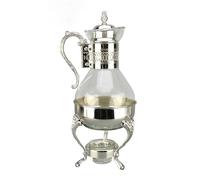 Ensemble de Cafetière Turque Vintage, Ensemble de Théière en Verre Décoratif,Bouilloire à thé en Verre Chauffant avec Couvercle et Tasse, Service à thé Turc pour le thé à la