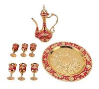 Ensemble de cafetière turque Vintage, service à thé en alliage de Zinc, fête à domicile, Banquet, mariage (Or Rouge)