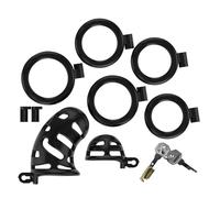 Ensemble de cage de chasteté avec 2 cages à pénis, grande et petite cage à pénis pour homme avec 5 anneaux péniens de tailles différentes, dispositif de chasteté avec 1 cadenas et 2 clés pour le bonda