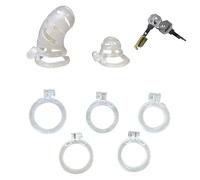 Ensemble de cage de chasteté avec 2 cages à pénis, grande et petite cage à pénis pour homme avec 5 anneaux péniens de tailles différentes, dispositif de chasteté avec 1 cadenas et 2 clés pour le bonda