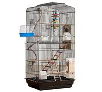 Ensemble de Cages à Oiseaux légères, Cage à Oiseaux en métal avec Plateau Amovible et Filet inférieur Noir 47x36x93cm