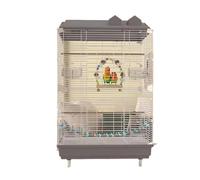 Ensemble de Cages à Oiseaux légères, Cage à Oiseaux Multicolore en Fil de Fer avec poignée Flip Lock, Vue 360 degrés for Petits(Gris)