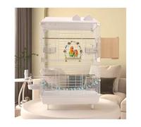 Ensemble de Cages à Oiseaux légères, Cage à Oiseaux Multicolore en Fil de Fer avec poignée Flip Lock, Vue 360 degrés for Petits(White)