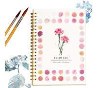 Ensemble de cahiers d'exercices de peinture à l'aquarelle, carnet de croquis à spirales, adapté aux débutants, avec pinceaux, cadeau pour adultes et adolescents - Fleurs