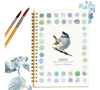 Ensemble de cahiers d'exercices de peinture à l'aquarelle, carnet de croquis à spirales, adapté aux débutants, avec pinceaux, cadeau pour adultes, adolescents, oiseaux