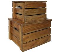 Jeu De Caisse De Rangement 2 Pcs Bois De Récupération Massif Marron