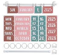 Ensemble de calendrier à rabat bohème arc-en-ciel avec support, support de calendrier réglable comprenant 54 cartes de date pour salle de classe, décoration d'intérieur (vibrant)