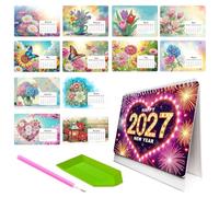 Ensemble de calendrier de bureau debout de 12 mois 2027, calendrier de bureau d ' art en papier fait à la main pour utilisation dans l ' espace de travail d ' étude à domicile
