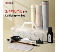Ensemble de calligraphie au pinceau chinois, 10/15 pièces, étui, porte-brosse, encre, eau, tissu d'écriture, les quatre trésors de l'étude 3pcs Set