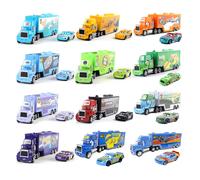 Ensemble de camions Disney Pixar Cars, remorque de transport en alliage moulé sous pression, jouet Lightning McQueen Rusteze, modèle de voiture de collection, cadeaux d'anniversaire pour enfants 08