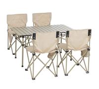 Ensemble de camping HWC-Q39, table + 4 chaises pliantes, chaises de péche pliables, métal et tissu