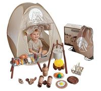 Ensemble de Camping pour Enfants, 34 pièces, Jouets de Camping avec Tente, Gril Rotatif et feu Camp pour Un Jeu imaginatif, Ensemble pour Enfants 3 à 5 Ans, Jouets d'aventure en intérieur et en