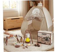 Ensemble de Camping pour Enfants, 34 pièces, Jouets de Camping avec Tente, Gril Rotatif et feu Camp pour Un Jeu imaginatif, Ensemble pour Enfants 3 à 5 Ans, Jouets d'aventure en intérieur et en